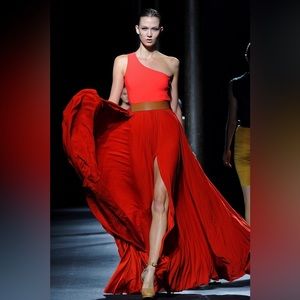 ❣️SOLD❣️Lanvin SS 2011 Runway Red Silk One Shoulder Maxi Goddess Tribute Dress